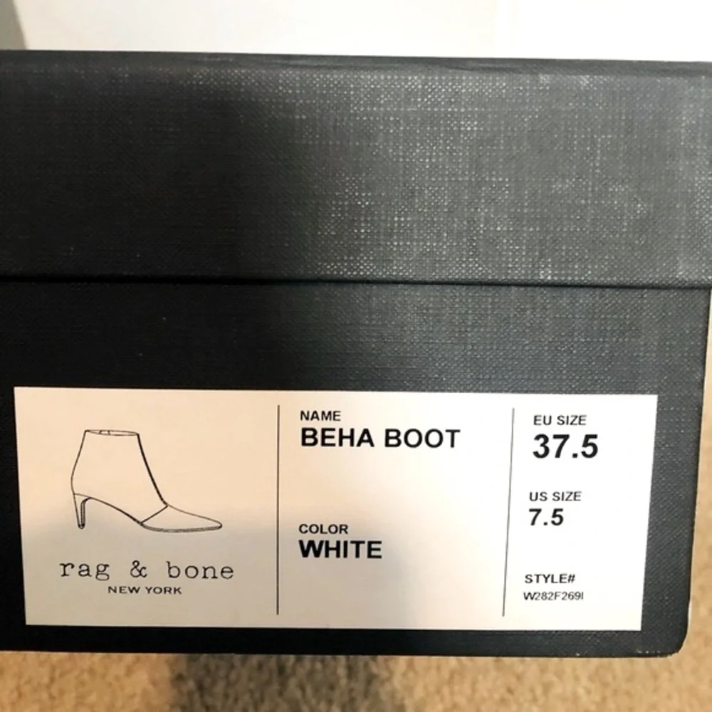 Rag & Bone Beha White Suede Leather Stiletto Ankle Boot. NIB. Sz 37.5 (7.5) - Picture 13 of 15